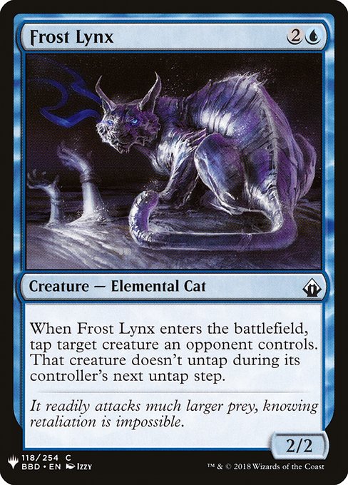 《霜のオオヤマネコ/Frost Lynx》[PWシンボル付き再版] 青C